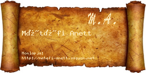 Mátéfi Anett névjegykártya